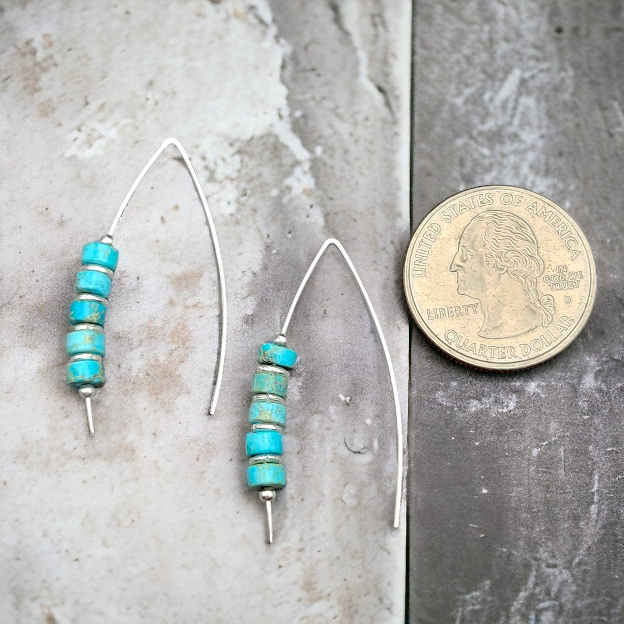 Bijou by SAM - Wholesale Dangle Earrings - Western Turquoise and Sterling Silver Threader Earrings4