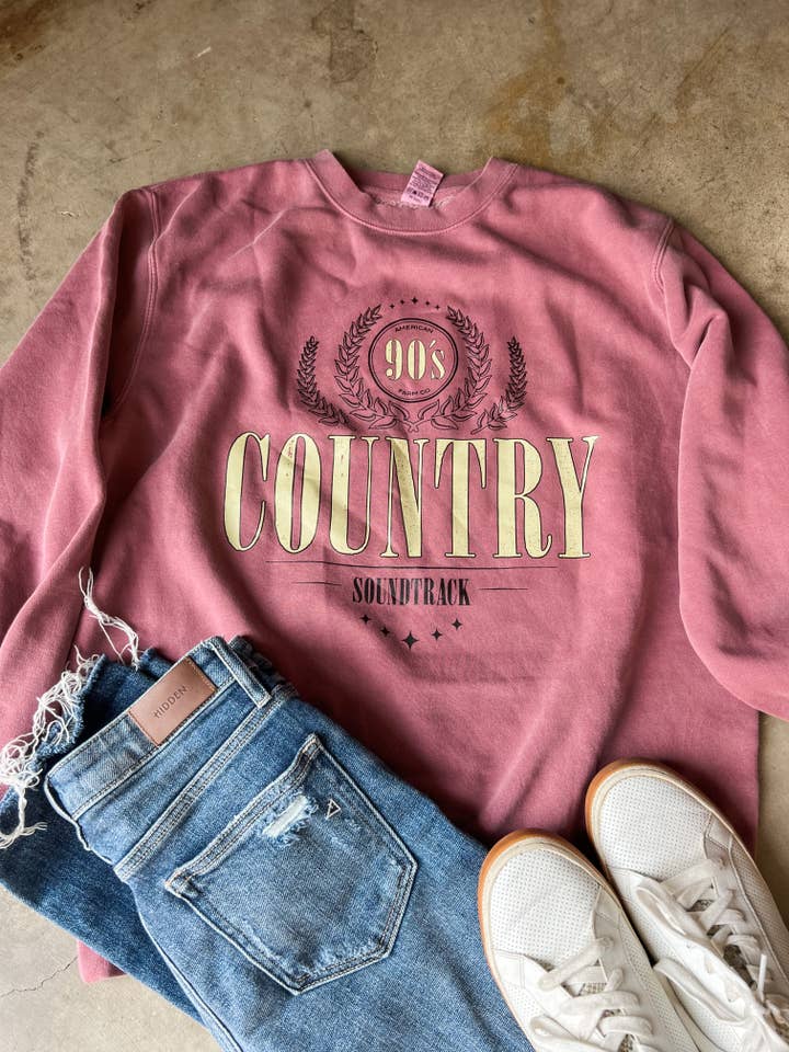 American Farm Company - Wholesale Graphic Sweatshirt - Women's - Graphic Western '90s Country Soundtrack' Crewneck
