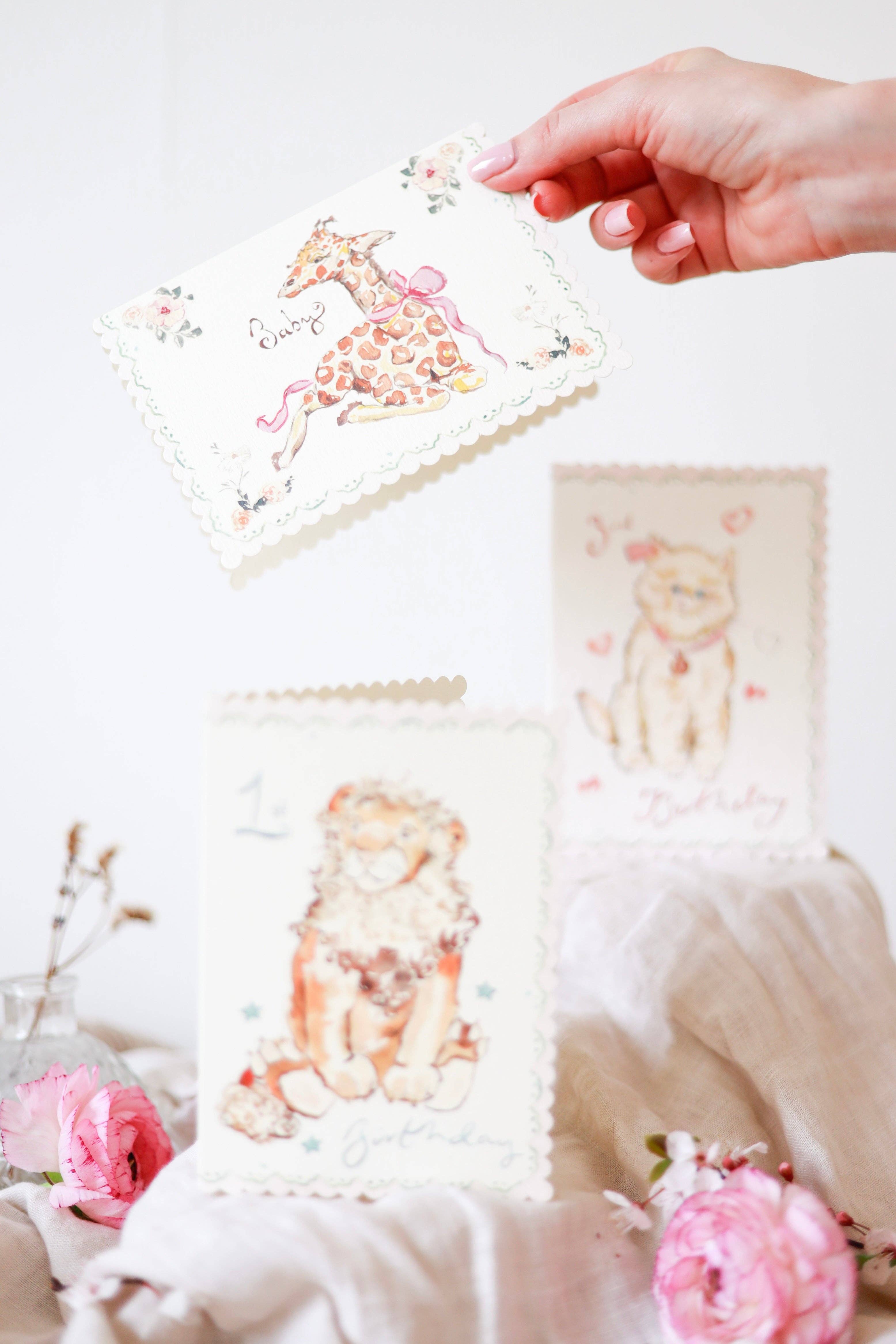 Sophie Amelia Creates – Engroshandel Babykort – Babygiraf - skallet kantkort3