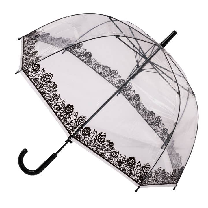 Black Clear Dome Stick Umbrella with Lace effect from the Soake for wholesale on Faire
