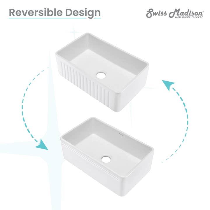 Swiss Madison - Wholesale Kitchen Appliance - Delice 30 x 18 Ceramic, Farmhouse Kitchen Sink with Apron4