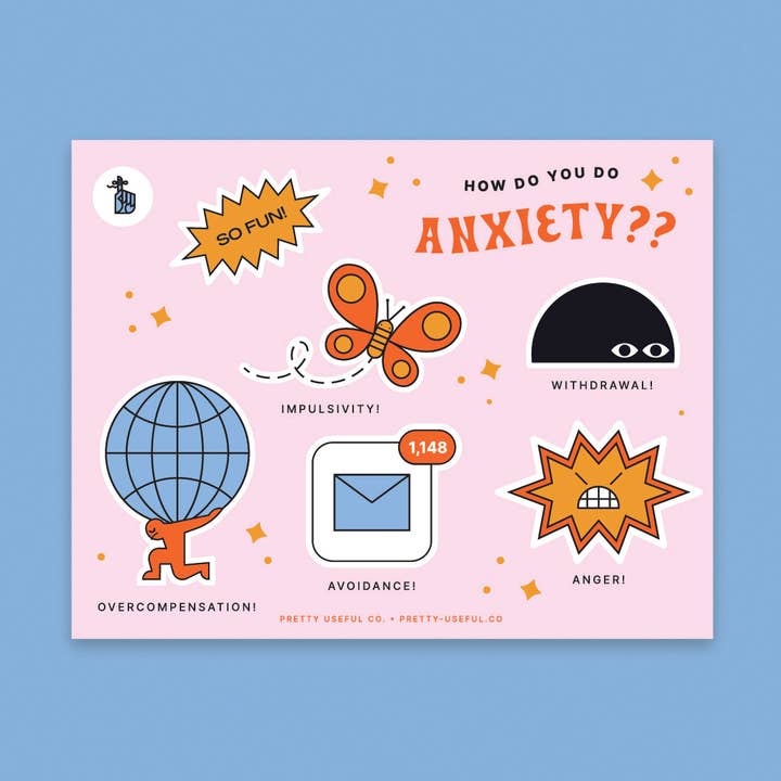 Foglio di adesivi per lingua ansia per la vendita all'ingrosso da parte di Pretty Useful Co.