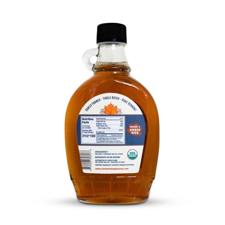 Vermont Maple Syrup - Wholesale Maple Syrup - Amber Organic Vermont Maple Syrup - Glass Flask - 12oz1