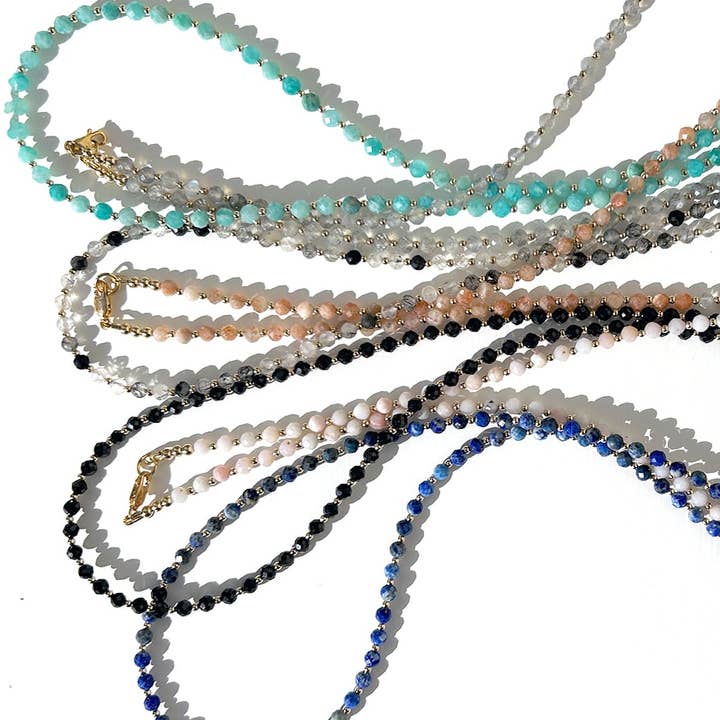 Kaylie Dawn Jewelry - Wholesale Beaded/Pearl Necklace - Elley Faceted Gemstone Necklace Handmade in USA Gold Filled15