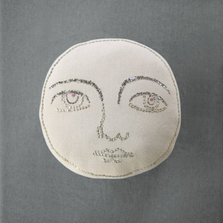 Full Moon Face Pillow- Handmade, Cotton-filled Cushion for wholesale by Skippy Cotton
