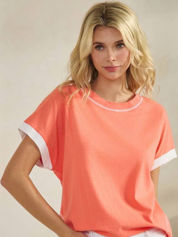 Vardagsmjuk ribbad lös passform kortärmad topp - Endast XL för wholesale av Yelete