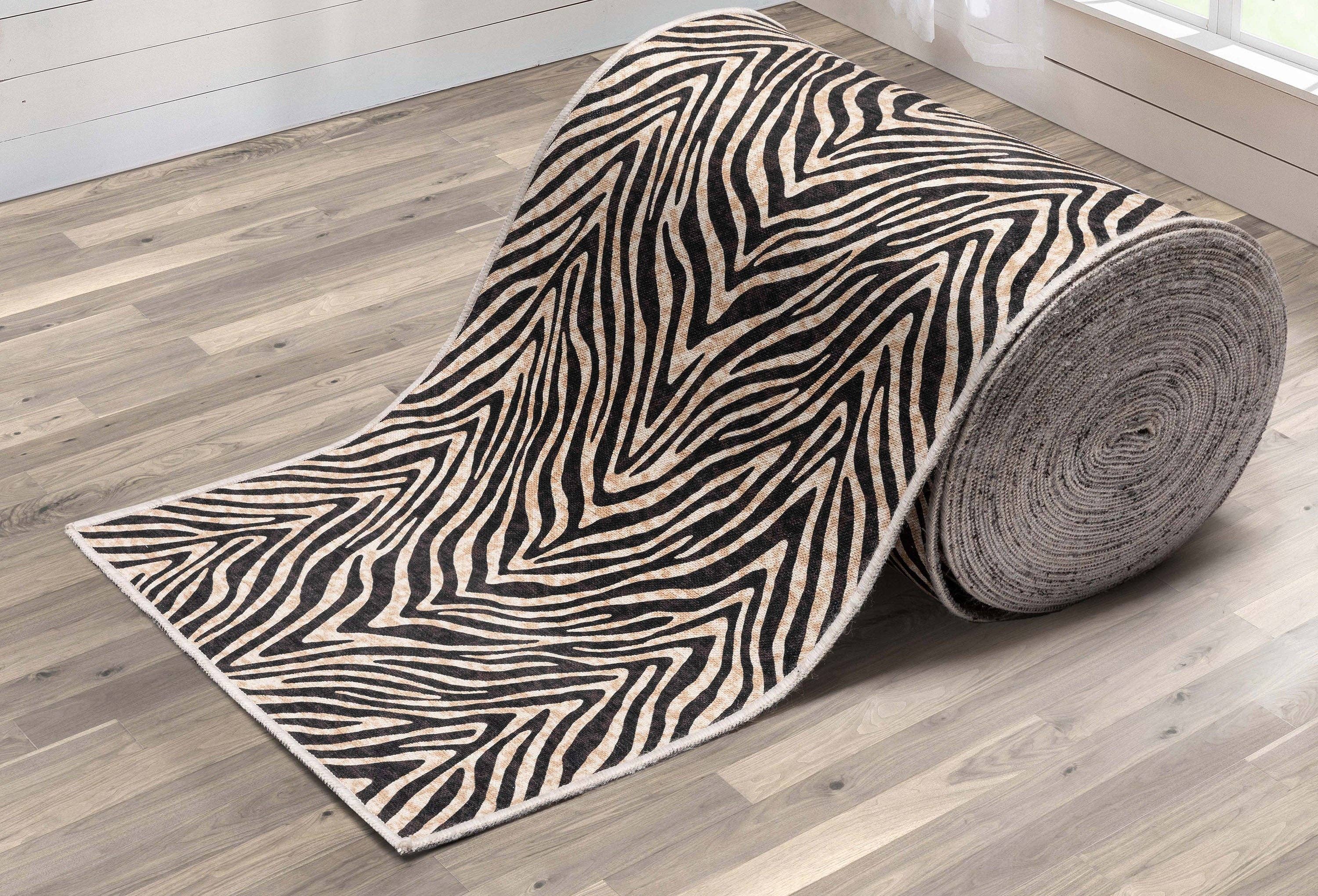 Well Woven - Wholesale Runner Rug - Custom Size Runner Modern Zebra Print Brown Choose Length1