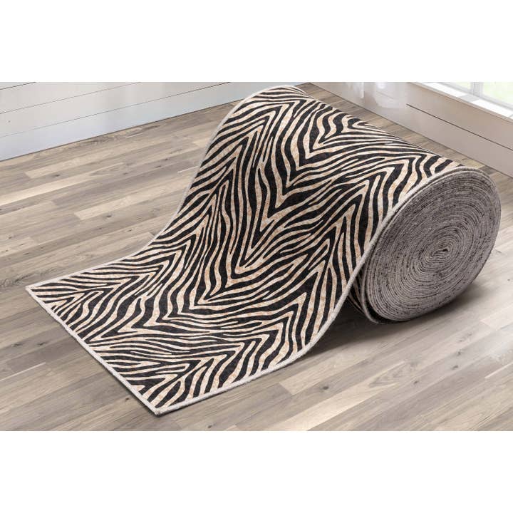 Well Woven - Wholesale Runner Rug - Custom Size Runner Modern Zebra Print Brown Choose Length1
