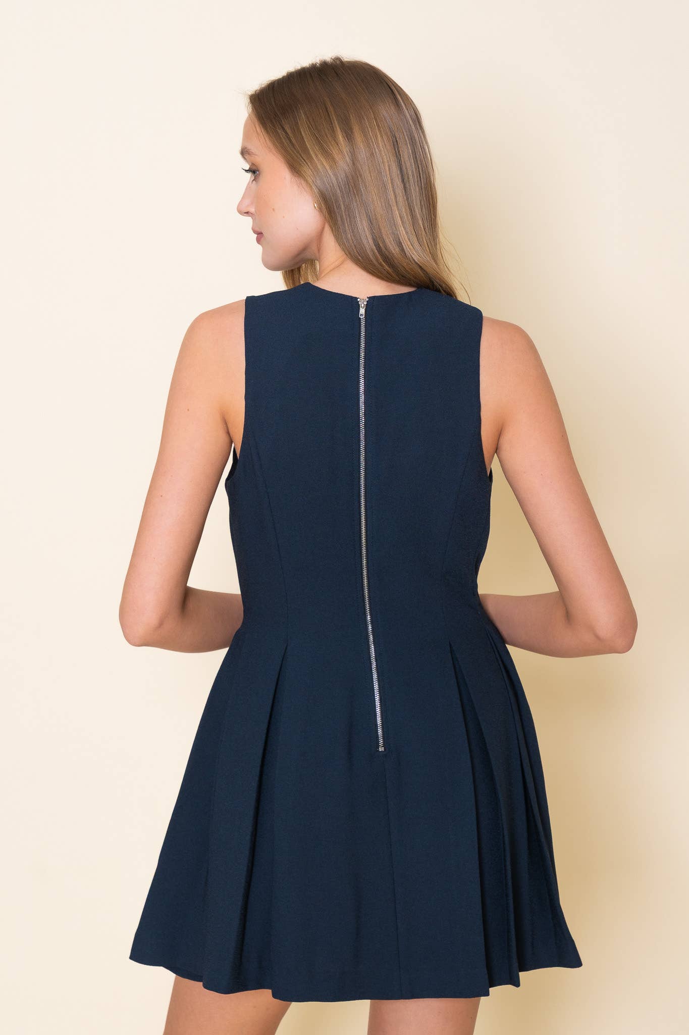 navy PREPPY CHIC COLLAR SLEEVELESS PLEATED MINI DRESS-DI10723FO for wholesale on Faire6