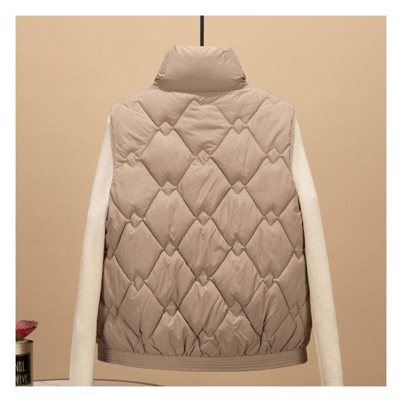 UZ Wholesale Store – Großhandel Oberbekleidungsweste – Damen – Kurze, lockere, verdickte Weste mit Kordelzug2