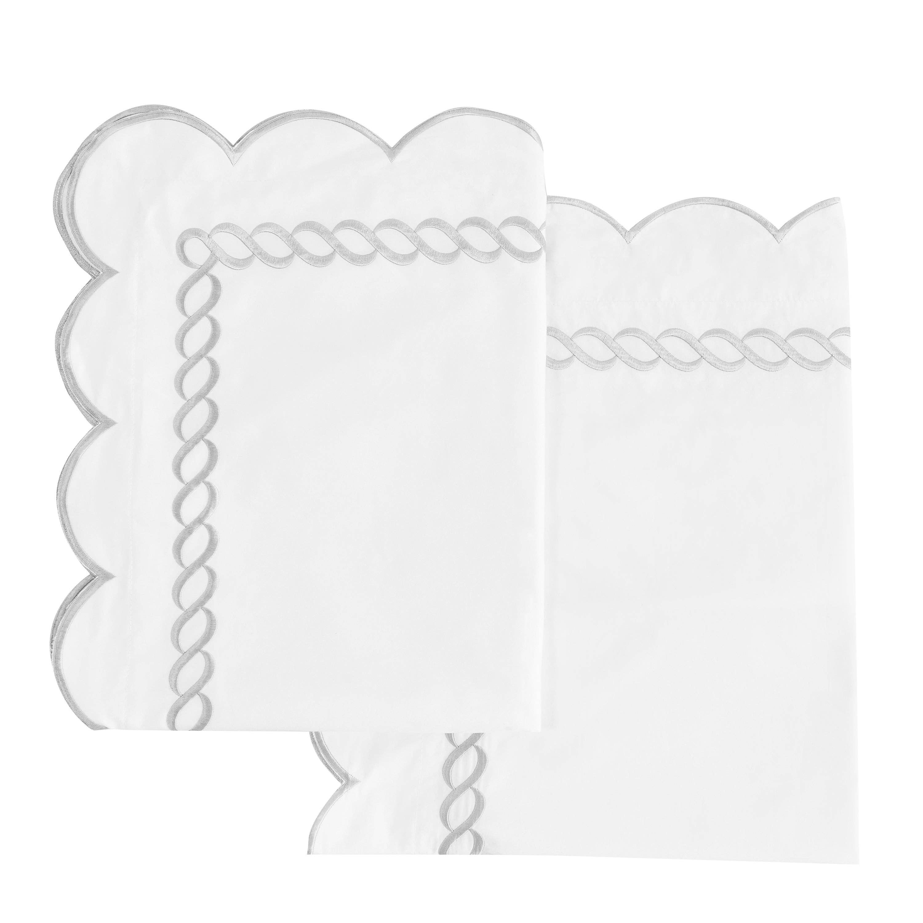 Mélange Home - Vente Taies/housses d'oreiller - Paire de taies d'oreiller Euro en coton avec broderie corde festonnée, 600 fils7