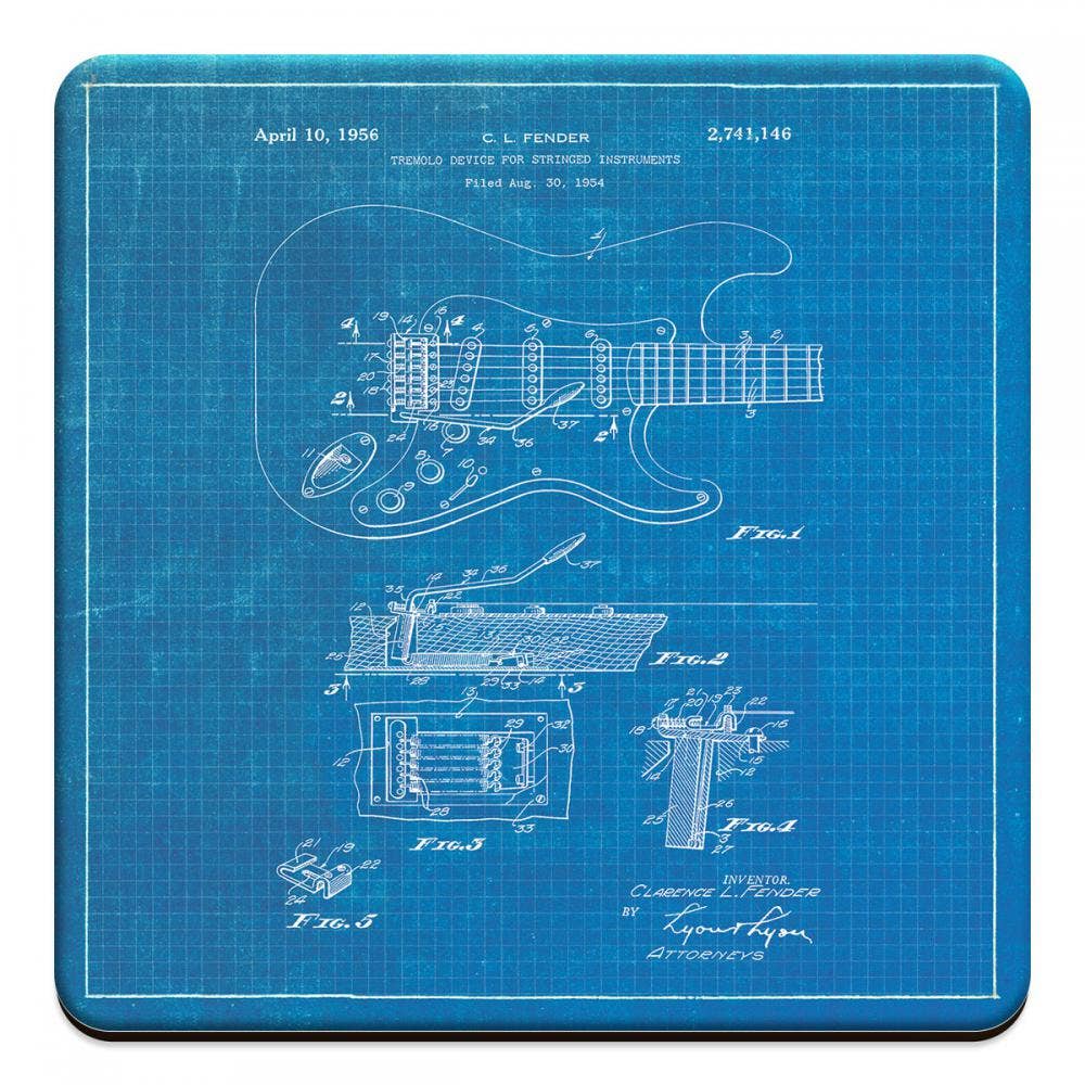 Fresh Prints of CT - Wholesale Coasters - Fender Guitar 1956 MDF Drink Coaster1