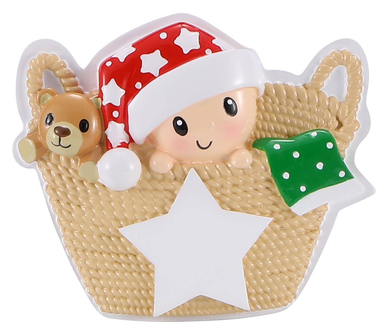 PolarX Ornaments - Vente Objets de décoration - Ornement personnalisé « Bébé dans un panier »1