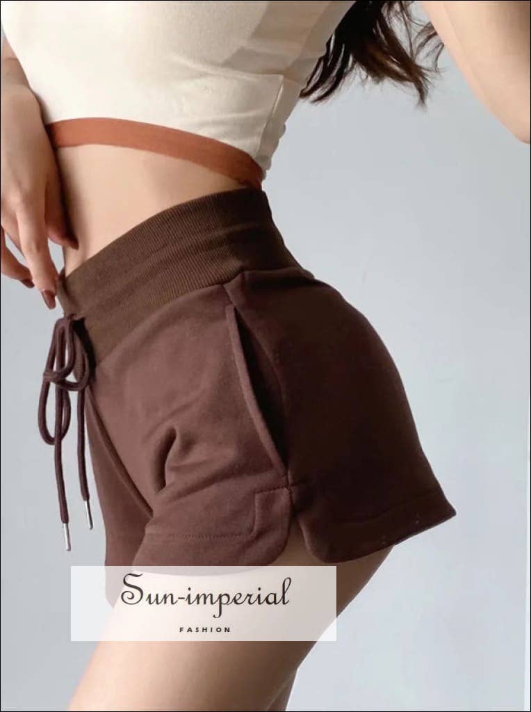 Sun Imperial - Wholesale Athletic Shorts - Women's - Women Cotton Sweat Runner Shorts With Curved Hem Detail4