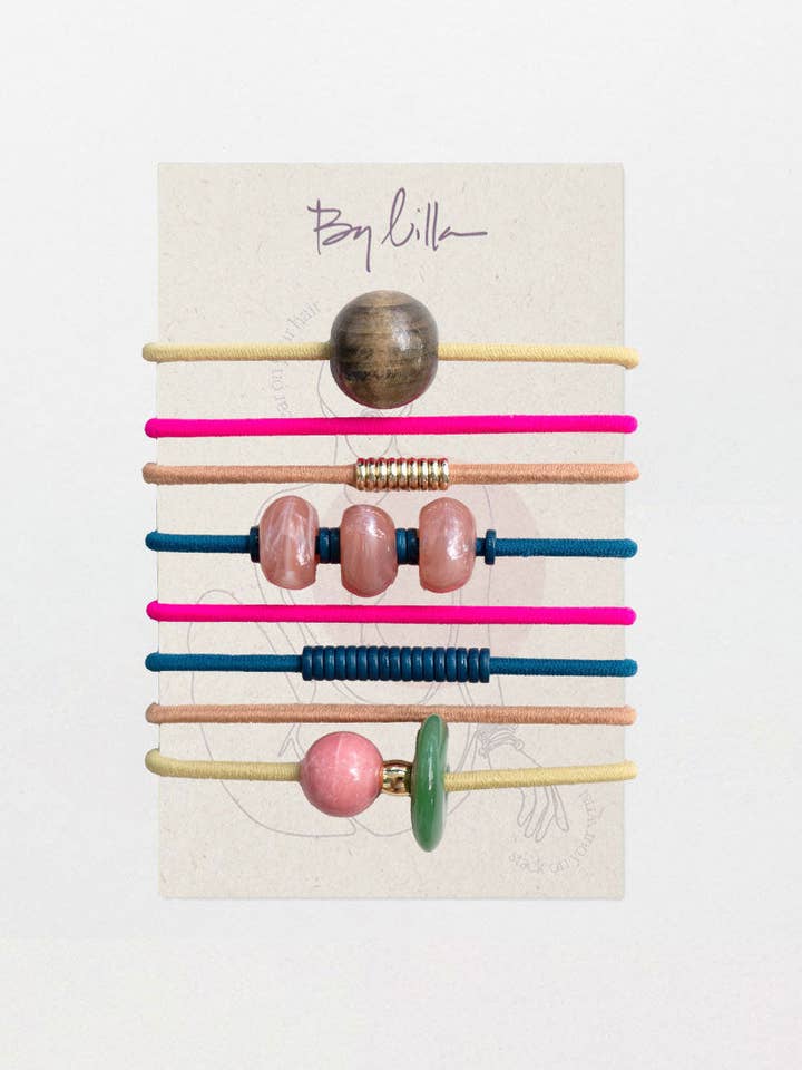 SOUR - BRACELETS / ÉLASTIQUES POUR CHEVEUX / PACK DE 8 / PRINTEMPS / ÉTÉ pour la vente par By Lilla