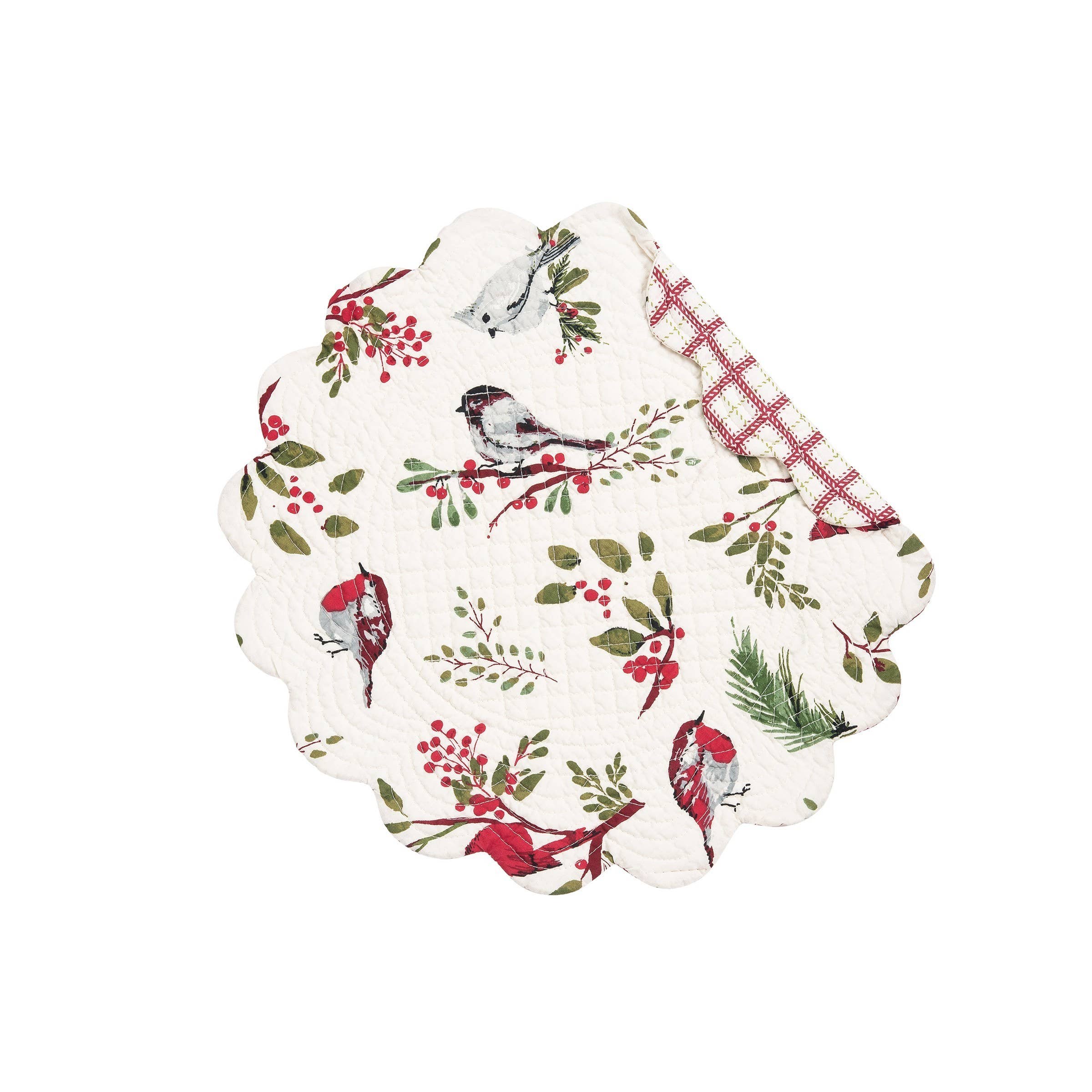 C&F Home - Wholesale Placemat - Christmas Sprig Birds Round Placemat