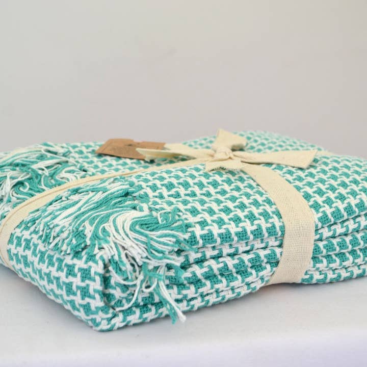 Manta de algodón verde blanco suave tejido gofre suave 100% para venta al por mayor de Designs Emporium
