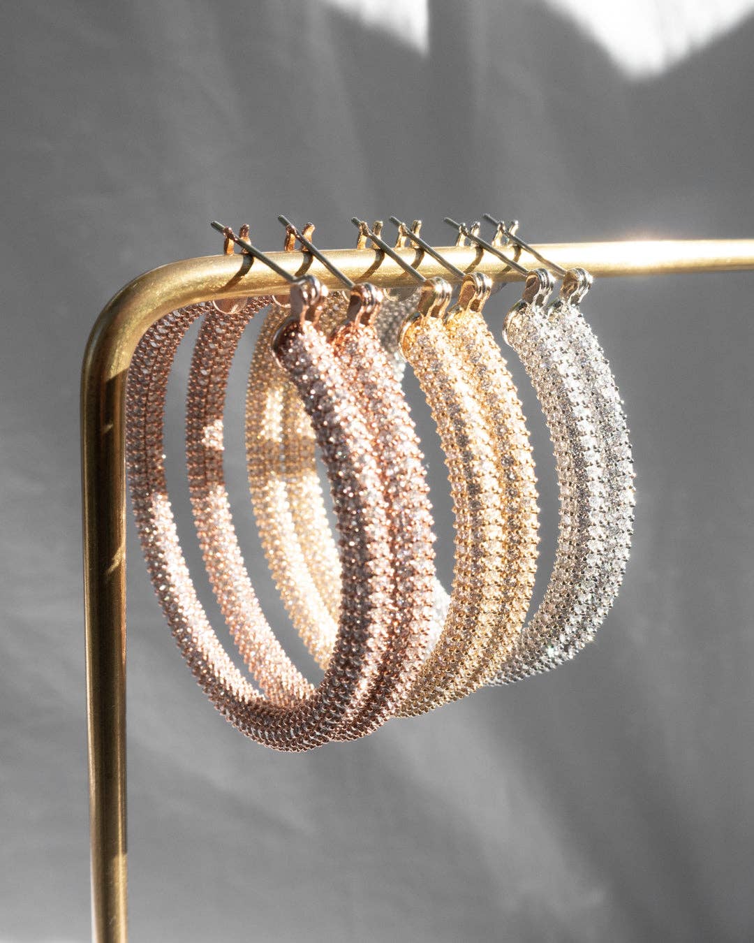 Luv AJ – wholesale Hoop earrings – Pave Amalfi Hoops- Gold6