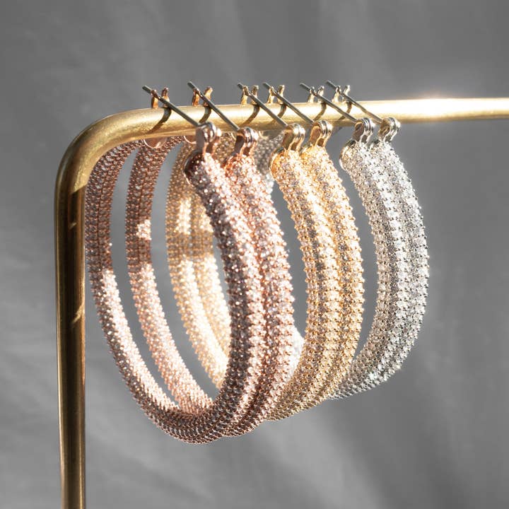 Luv AJ - Wholesale Hoop Earrings - Pave Amalfi Hoops- Gold6