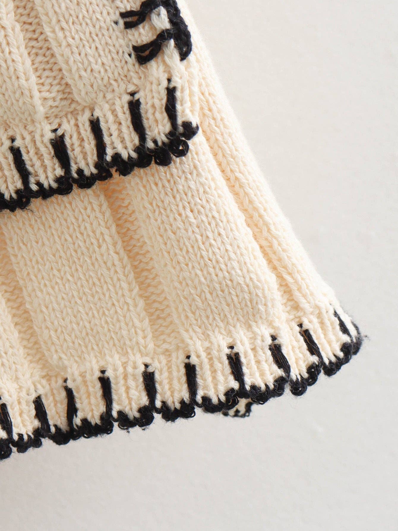 BEIGE V-Neck Ribbed Knit Sweater for wholesale on Faire2