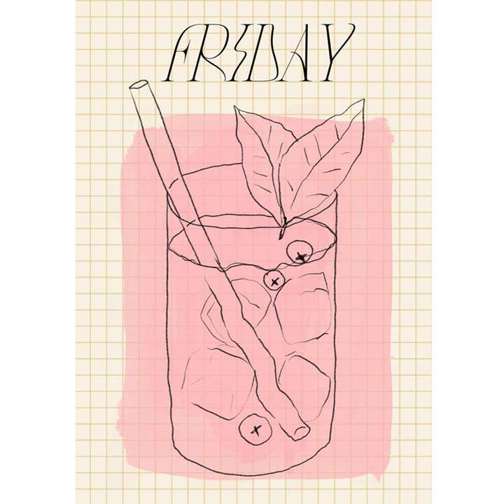 Friday Modern Abstract Ink Art Print for wholesale by Paper Provision