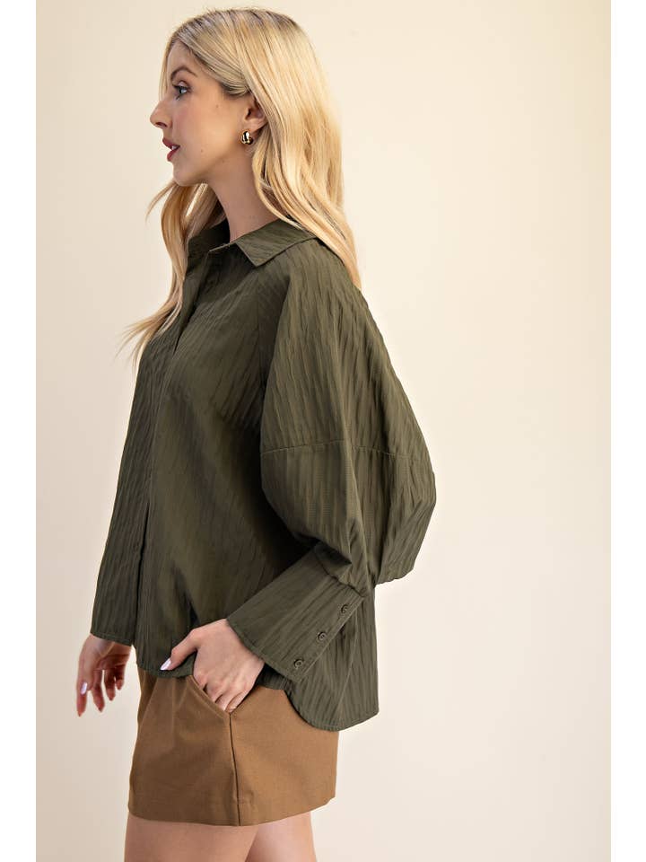 Glam - Wholesale Button Down Shirt - Women's - Collar Neck Button Down Shirt14