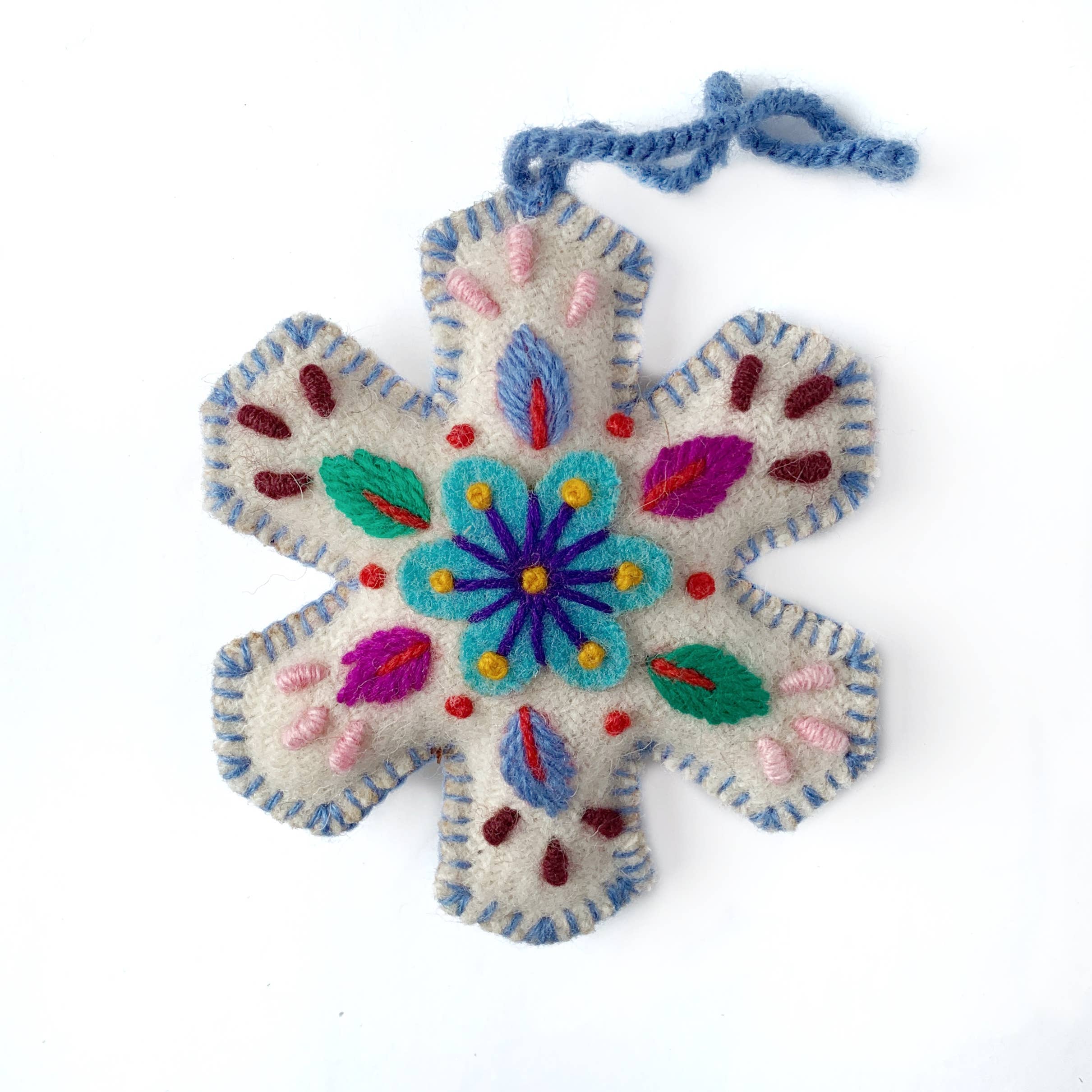 Ornaments 4 Orphans - Wholesale Ornament - White Snowflake Embroidered Christmas Ornament, Various Colors5