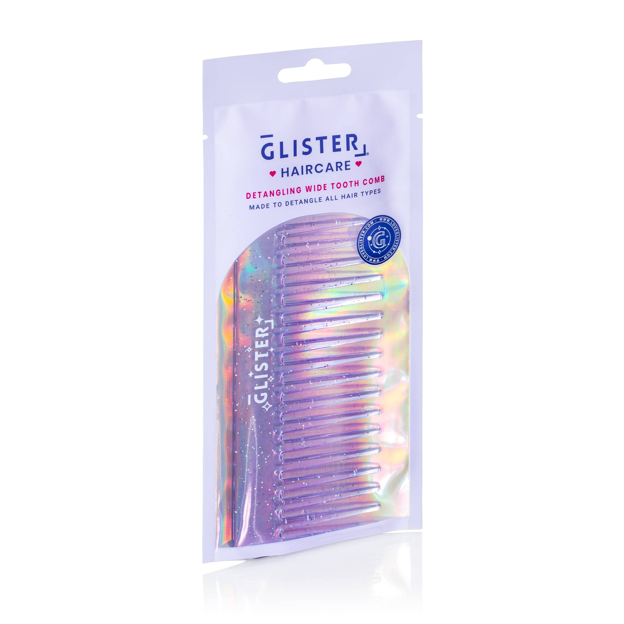 Glister - Wholesale Hair Brush/Comb - "Sparkle" Wide Tooth Detangling Comb | Glitter Finish6