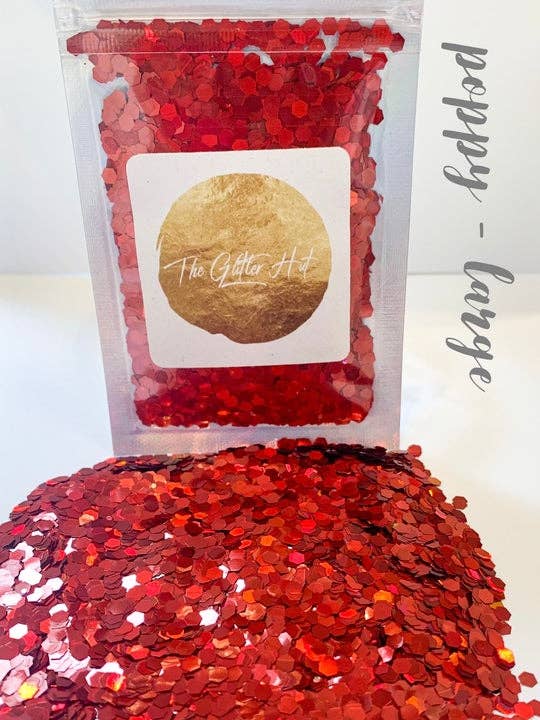 Large Chunky Mixed Glitter - Poppy for wholesale by The Glitter Hut