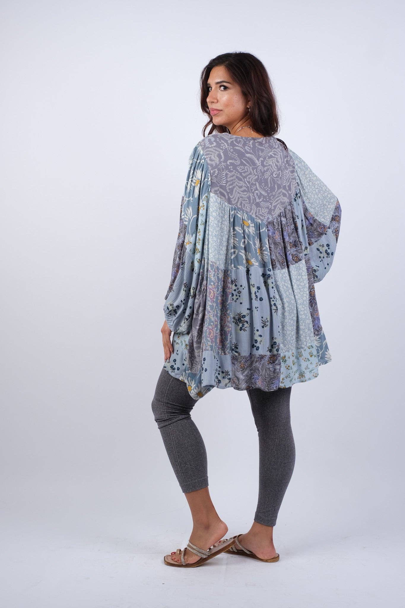Sacred Threads - Wholesale Tunic - Women's - Patchwork Breezy Bluebell Top with Billow Sleeves3
