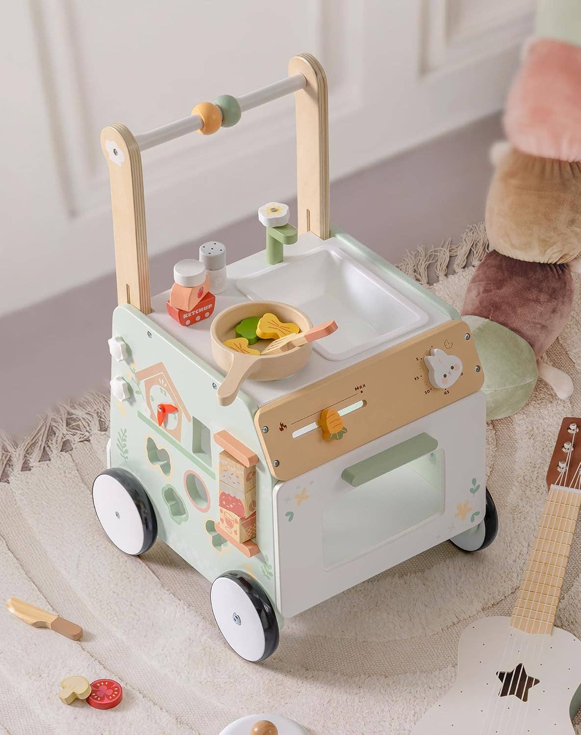 Robud & Mewoofun Official Store - Vendita all'ingrosso Girello - Bambini e neonati - Robud Camminatore in Legno per Bambini con Deceleratore per 12 Mesi+0