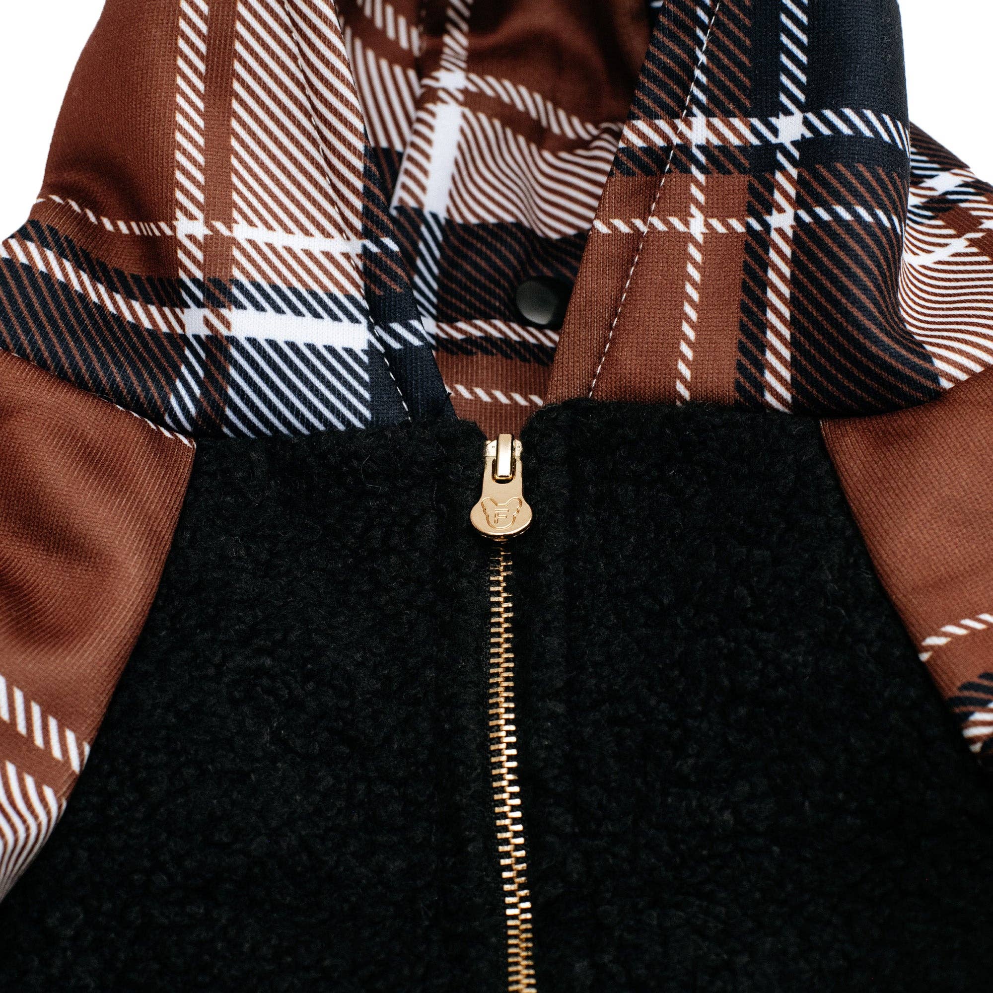 Frenchie - Wholesale Pet Hoodie - Dog - Frenchie Dog Hoodie - Cocoa Plaid2