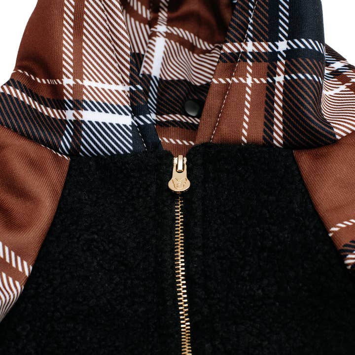 Frenchie - Wholesale Pet Hoodie - Dog - Frenchie Dog Hoodie - Cocoa Plaid2