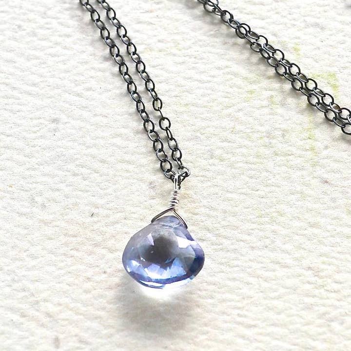 Foamy Wader - Wholesale Pendant/Charm Necklace - Azure Necklace - blue mystic quartz gemstone solitaire necklace