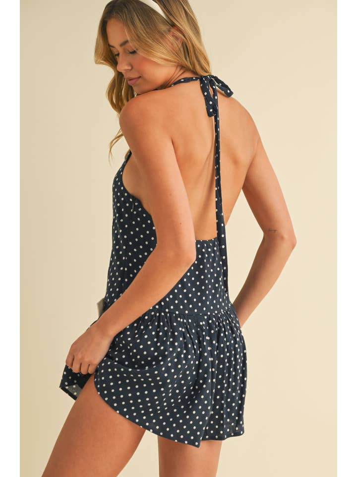 Klesis - Vente Combishort – femme - IR2204 COMBISHORT À POIS AVEC DÉTAILS NŒUD DEVANT9