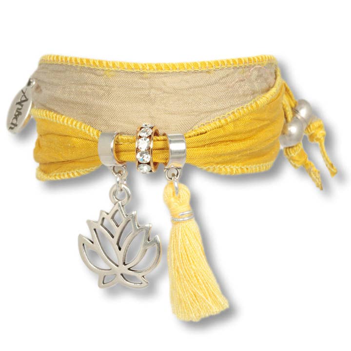 Ligt Yellow - Lotus Purity Bracelet from Indian Saris for wholesale by Anísch de la Cara