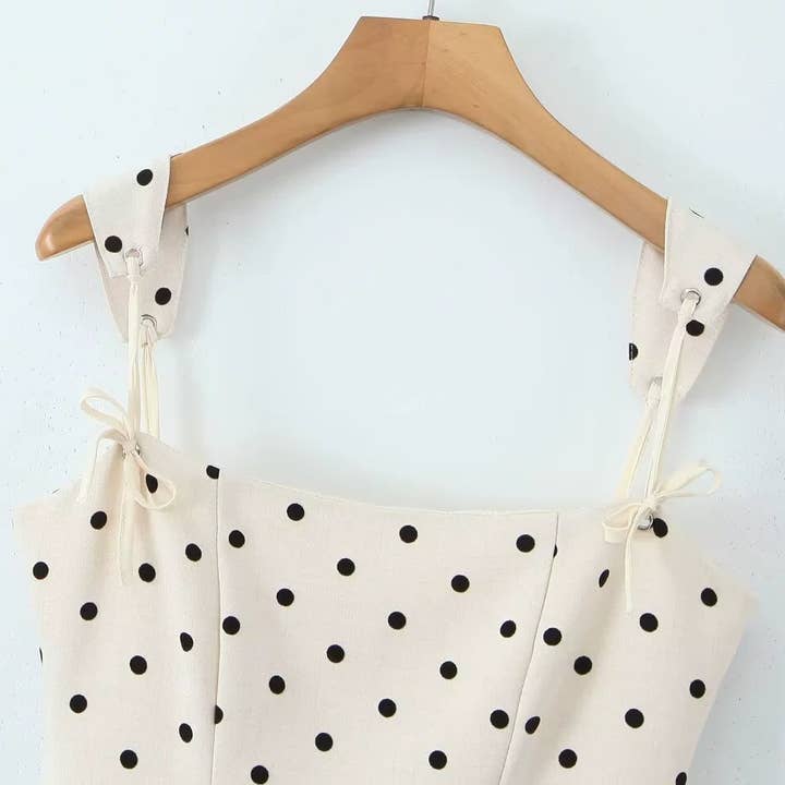 Little Trendy - Wholesale Dress - Women's - French polka dot Slim Fit suspender mini dress sweet skirt