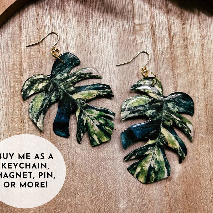Thai Monstera Plant Leaf Earring, Magnet, Accessory,Decor (C for wholesale by hethr