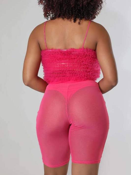 Flarix - Wholesale Top & Short Set (NOT Loungewear) - Women's - ruffle tube and mesh shorts set