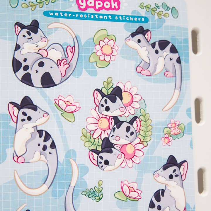 Evy Benita – wholesale Sticker – Water Oppossum (Yapok) Illustrated Vinyl Sticker Sheet