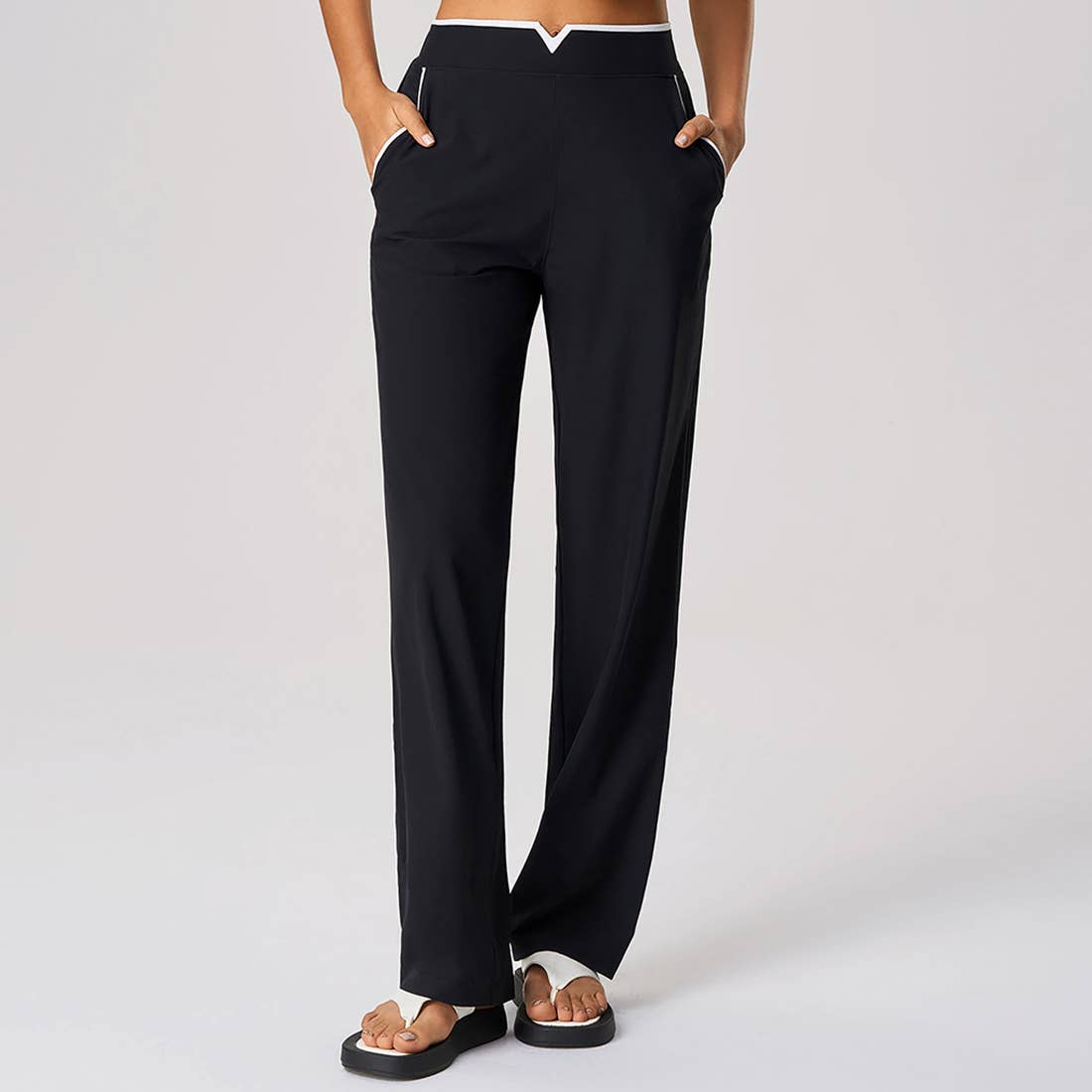 Sodalemon - Vente Pantalon de survêtement/de jogging – femme - Pantalon de yoga droit taille haute en coton pour femmes0