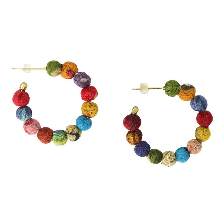 WorldFinds - Wholesale Hoop Earrings - Kantha Mini Hoops