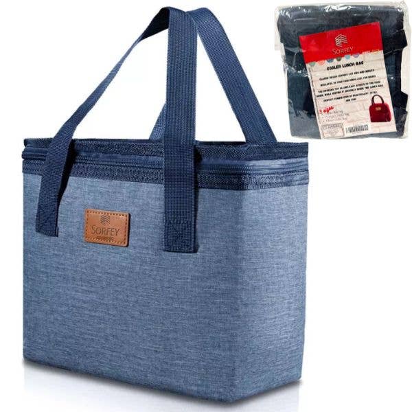 Zippered Insulated Cooler Lunch Bags - #4008.BLUE-SC - 8"x8" for wholesale by St. Louis Wholesale LLC