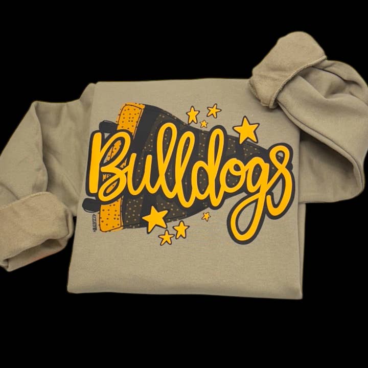 Bulldogs Gold Pennant Flag Sweatshirt for wholesale by The Lyrical Spirit, LLC