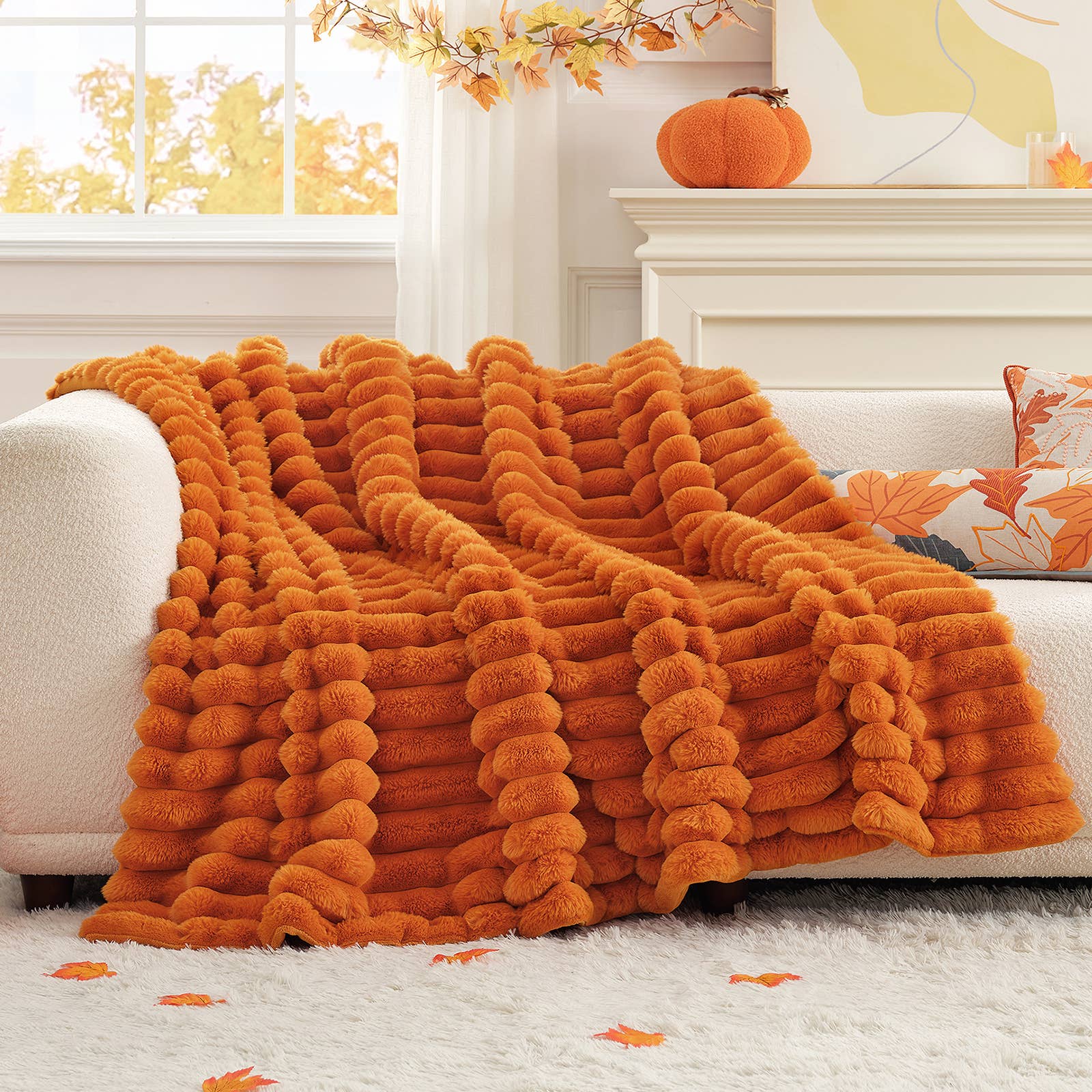 DreamValley - Wholesale Throw Blanket - CB Striped Faux Fur Warm Plush Throw Blanket19