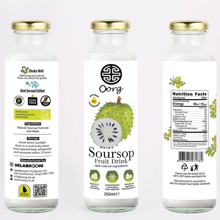 OORG - Venta al por mayor Zumos/tónicos saludables - OORG Zumo Natural de Guanábana 250ml