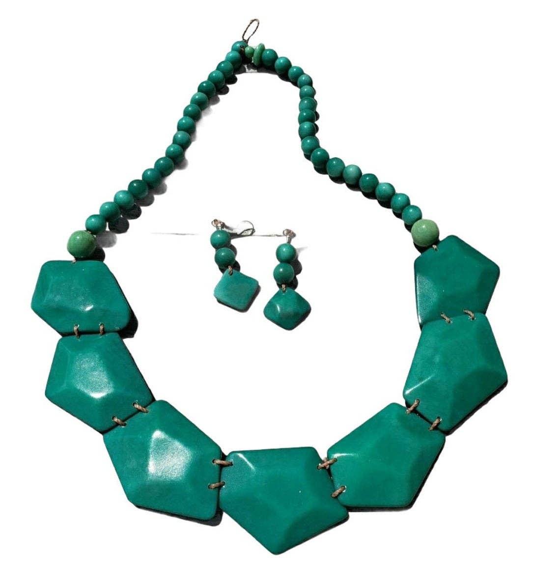 Organic jewelry by Allie - Wholesale Jewelry Set - Pentagons tagua nut diamonds geometric necklace 2pc set3