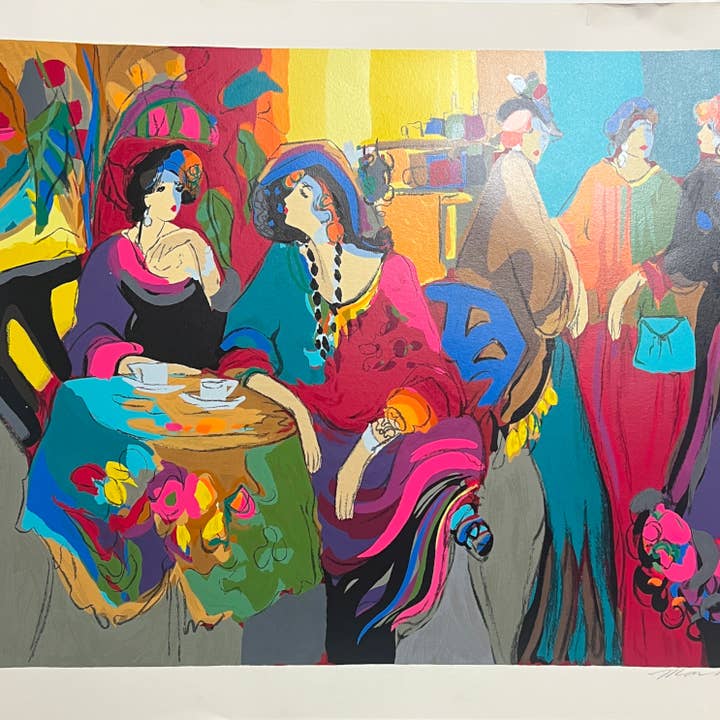 Isaac Maimon Cafe de Lion Hand Signed Artwork Serigraph Art for wholesale by Deluxe Fine Art
