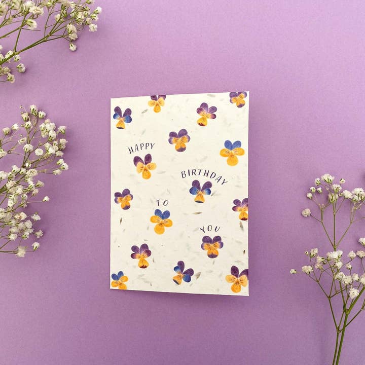 Sofia Papa Designs - Wholesale Birthday card - Plantable happy birthday to you pansy card1