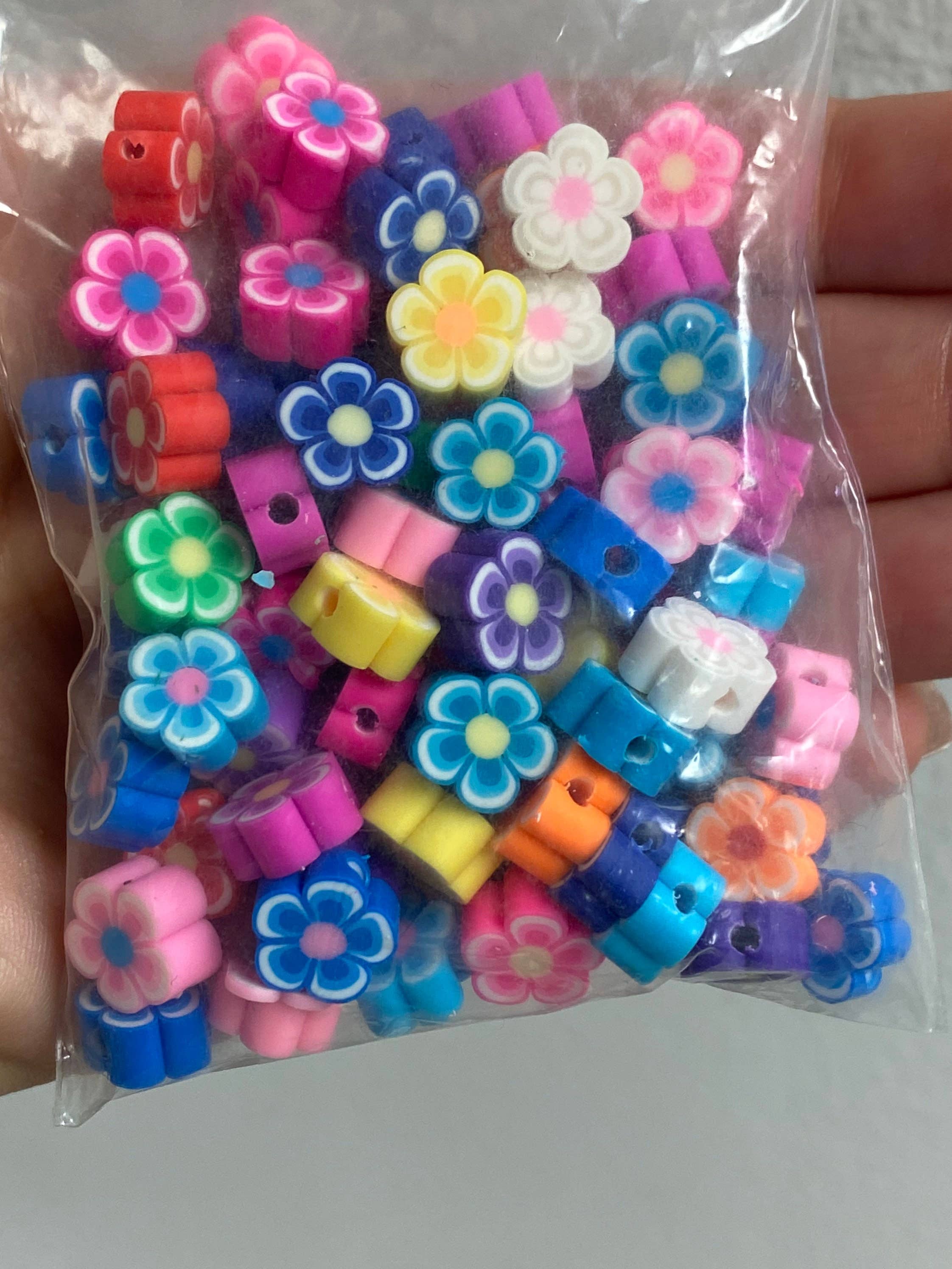 The Bead Bazaar - Wholesale Beads - 100 Bright Flower Beads, 90's Boho Accent Flower Beads, Colo8